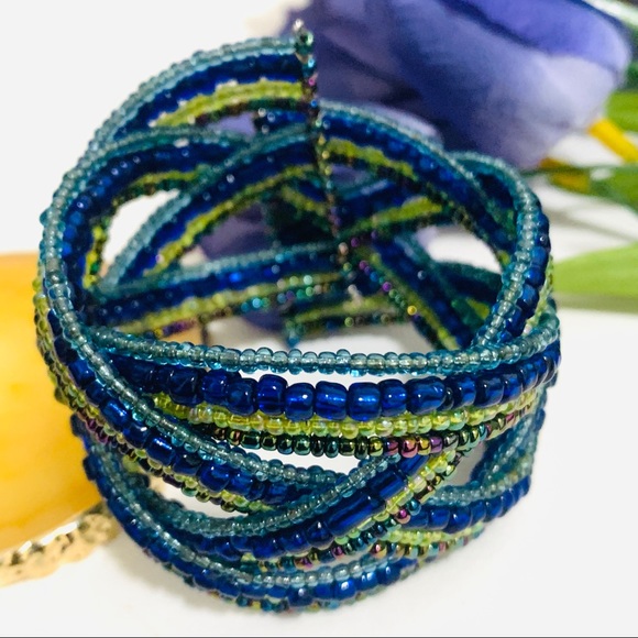 🌺sparkle seedbead Memory Wire cuff Bracelet - Picture 10 of 10